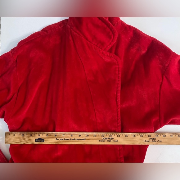 Intimate Essentials Long Heavy Bath Robe Tie Waist pockets Red Womens XL, cotton - Picture 4 of 7